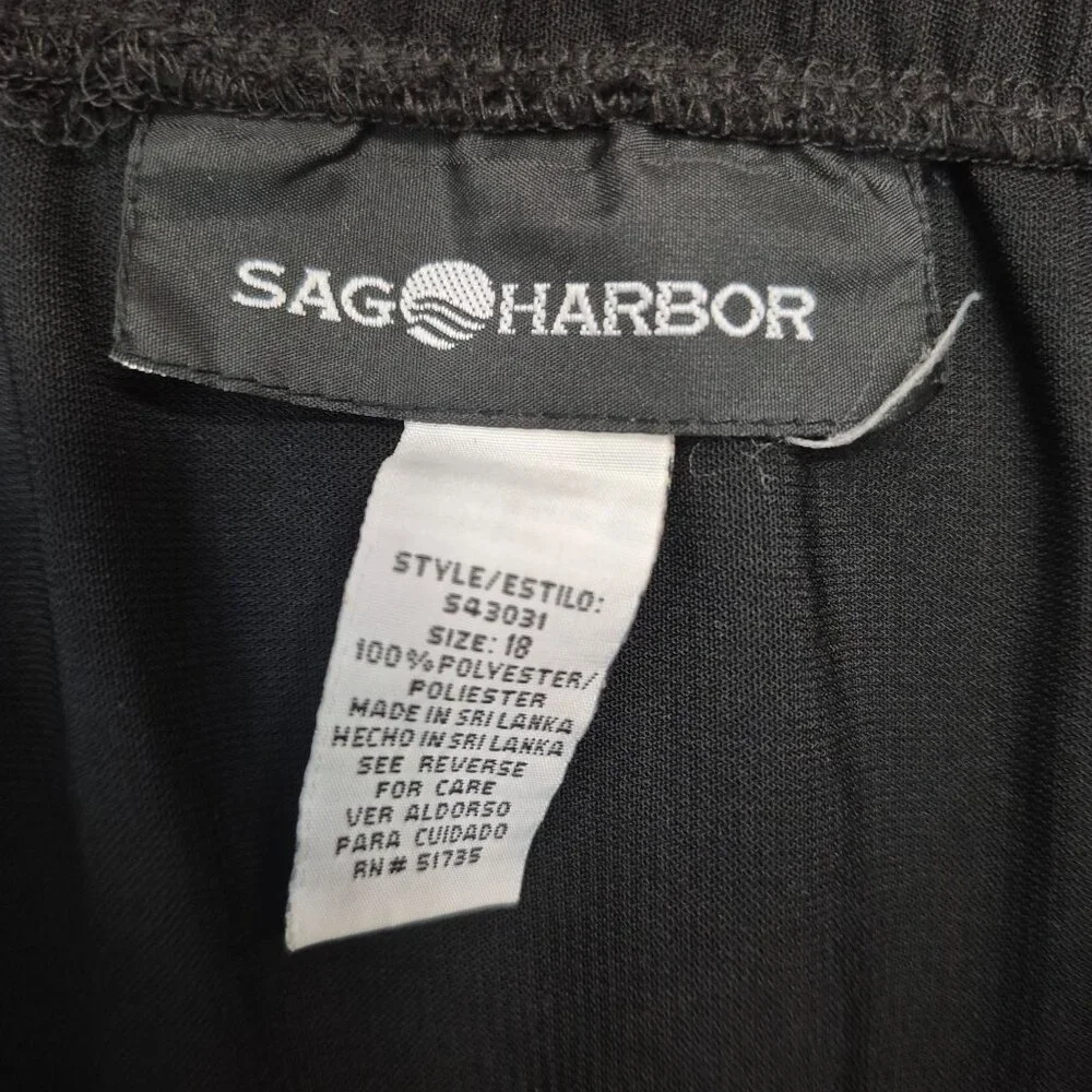 Sag Harbor Womens Floral Print Black Midi Skirt Size 18 Polyester Elastic Waist - Picture 6 of 6